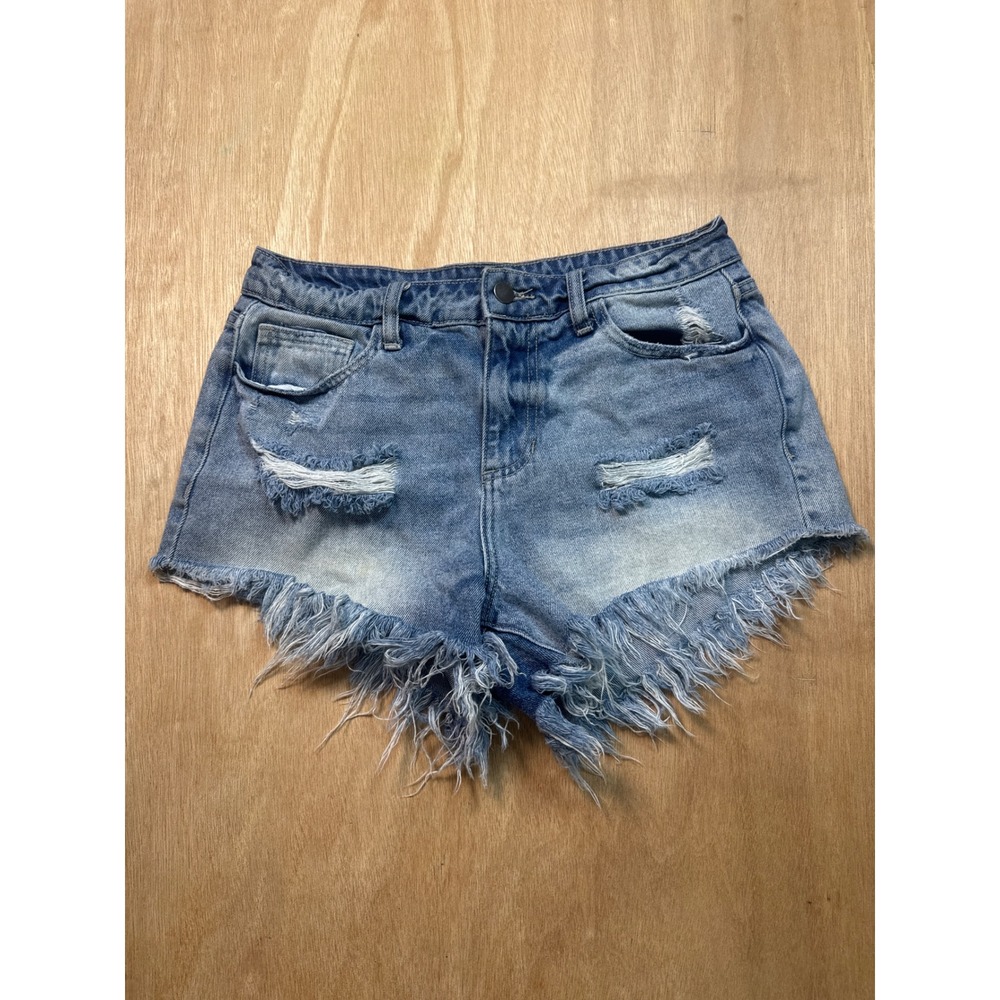 Windsor Distressed Denim Shorts Medium Wash Ripped Cut Off Jean Shorts Womens
